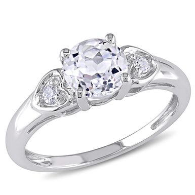 image of Miadora 10k White Gold White Topaz and Diamond Ring - Size 9 with sku:amtzlh-yvvnhkxfb_ecjoq--ovr