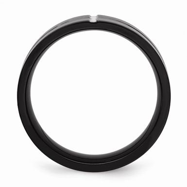 Titanium Polished Black IP Grooved Comfort Back Ring - 8.5