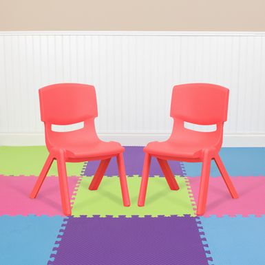 image of 2 Pack Plastic Stackable School Chair with 10.5" Seat Height - Preschool Chair - Red with sku:kmwsetb5bhkkabxajvhdcwstd8mu7mbs-overstock