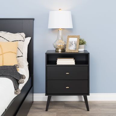 Rent to own Prepac Milo Mid-Century Modern 2 Drawer Nightstand with ...