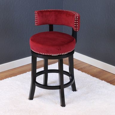 image of Silver Orchid Sonja Velvet Swivel Counter Chair - Deep Red with sku:zbddywk2tiogpzuq36xqqqstd8mu7mbs-overstock