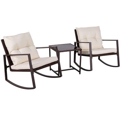 image of Pheap Outdoor 3-piece Rocking Wicker Bistro Set  by Havenside Home - Brown/Beige with sku:snv5yjgmcs3d4o3jexm8yastd8mu7mbs-overstock