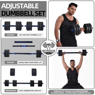 Dumbells Weights Set,Free Weights Dumbbells 2 in 1 Sets - Black