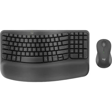 image of Logitech - Wave Keys MK670 Combo Ergonomic Wireless Keyboard and Mouse Bundle for Windows/Mac with Integrated Palm-rest - Graphite with sku:hl6505-ingram