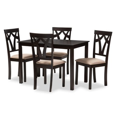 image of Copper Grove Cyril Contemporary Fabric Finished 5-Piece Dining Set - Brown with sku:slxomvkaar0ruqsh247rbgstd8mu7mbs-overstock