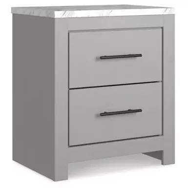 Light Gray/White Cottonburg Two Drawer Night Stand