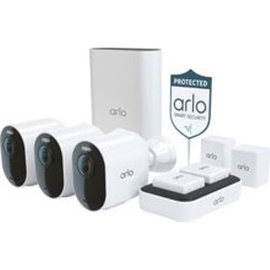 image of Arlo - Ultra 2 Spotlight Camera Security Bundle  Wire-Free Indoor/Outdoor 4K Security Camera with Color Night Vision (3-pack) - White with sku:bb21721689-6454733-bestbuy-arlo