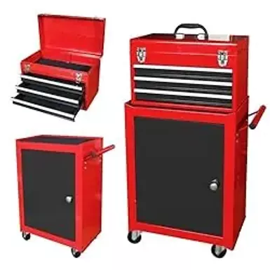 BIG RED 4 Drawer Storage Chest with Cabinet, Large, RED&BLACK