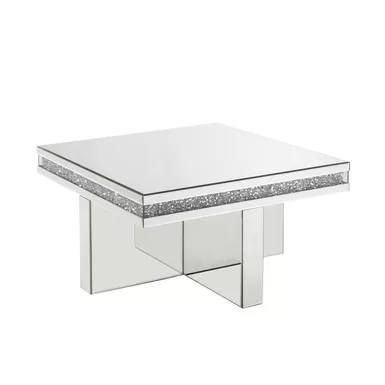 ACME Noralie Coffee Table, Mirrored & Faux Diamonds