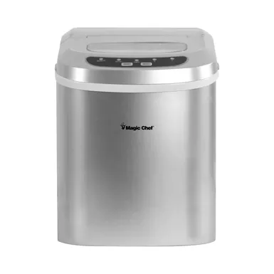 image of Magic Chef 27 lb. Silver Countertop Ice Maker with sku:mcim22sv-magicchef