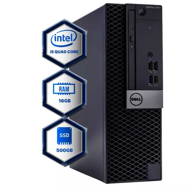 image of Dell Optiplex 5050 Desktop Computer, Intel i5-6500 (3.2), 16GB DDR4 RAM, 500GB SSD Solid State, Windows 10 Professional (Refurbished) with sku:btg-10000881pim-btg