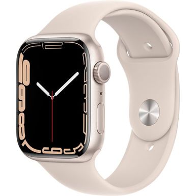 image of Apple Watch Series 7 (GPS) 45mm Starlight Aluminum Case with Starlight Sport Band with sku:mkn63ll/a-mkn63ll/a-abt