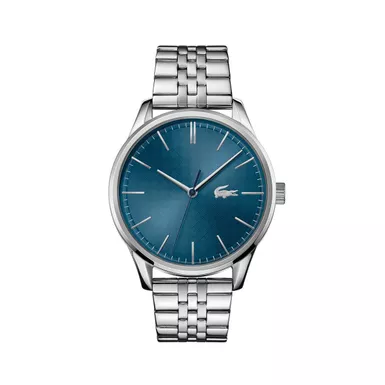 Lacoste - Mens Vienna Silver-Tone Stainless Steel Watch Blue Dial