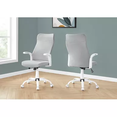 Office Chair/ Adjustable Height/ Swivel/ Ergonomic/ Armrests/ Computer Desk/ Work/ Metal/ Mesh/ White/ Grey/ Contemporary/ Modern