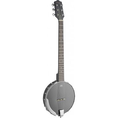 Stagg Black Wooden Open Back 6-string Banjo with Guitar Headstock - Open back, 6-string