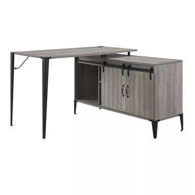 ACME Zakwani Writing Desk w/USB, Gray Oak & Black Finish