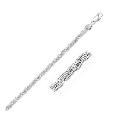 3.5mm 14k White Gold Braided Bracelet (7 Inch)