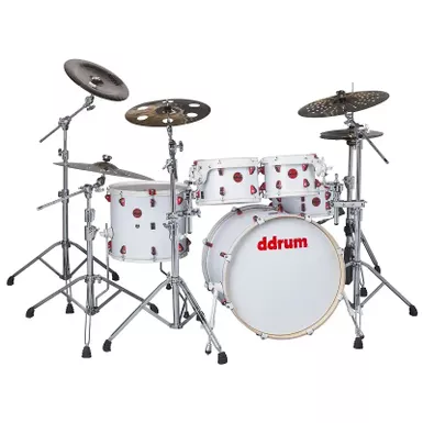 image of ddrum Hybrid 5 Player WHT 5pc Shell Pack. White Wrap with sku:ddr-hybrid5playerwht-guitarfactory