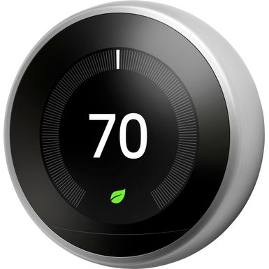 image of Google - Nest Learning Smart Wifi Thermostat - Stainless Steel with sku:t3007es-streamline