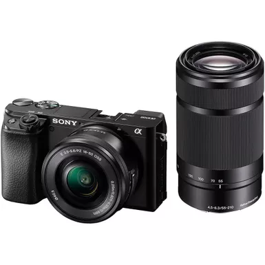 Sony - Alpha 6100 Mirrorless Camera 2-Lens Kit with E PZ 16-50mm and E 55-210mm Lenses - Black