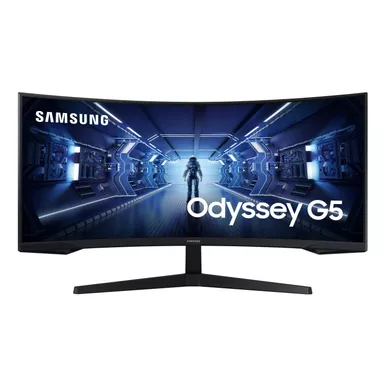 image of Samsung - 34” Odyssey G5 1000R Curved 1ms 165Hz QHD FreeSync Prem Gaming Monitor - Black with sku:bb21687224-bestbuy