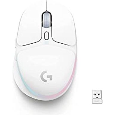 image of Logitech G705 Wireless Gaming Mouse, Customizable LIGHTSYNC RGB Lighting, Lightspeed Wireless, Bluetooth Connectivity, Lightweight, PC/Mac/Laptop - White Mist with sku:b08v1jwv82-log-amz