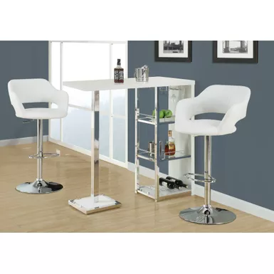 image of Bar Stool/ Swivel/ Bar Height/ Adjustable/ Metal/ Pu Leather Look/ White/ Chrome/ Contemporary/ Modern with sku:i-2358-monarch