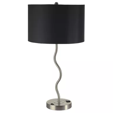 image of Contemporary Metal 15-inch Table Lamps in Black (Set of 2) with sku:idf-l76224t-bk-2pk-foa
