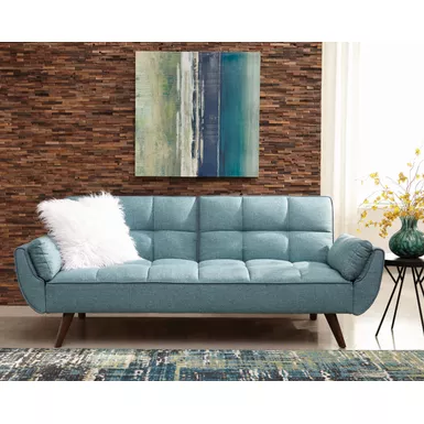 image of Caufield Biscuit-tufted Sofa Bed Turquoise Blue with sku:360097-coaster