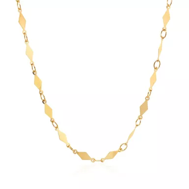 14K Yellow Gold Polished Diamond Motif Chain (3.0mm) (30 Inch)