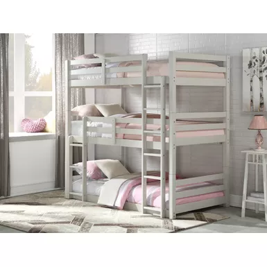 image of ACME Ronnie Triple Twin Bunk Bed, Light Gray with sku:37420-acmefurniture