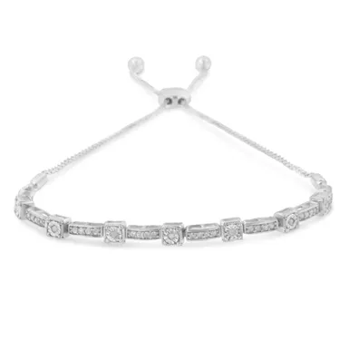 image of Sterling Silver 1/4ct TDW Diamond Bar Bolo Bracelet(H-I,I2-I3) with sku:00-2104wdm-luxcom