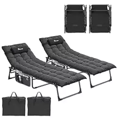image of YITAHOME 2PCS XL Camping Cots 4+2 Portable Cot w/Mattress Outdoor Folding Cot Heavy Duty 330lb Capacity 600D Oxford w/Carry Bag Removable Pillow Travel Bed for Camping, Home, Office, Traveling, Black with sku:b0cwlm575p-amazon