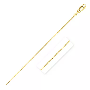 14k Yellow Gold Diamond Cut Bead Chain 1.0mm (16 Inch)