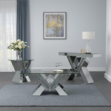 image of Caldwell V-shaped End Table with Glass Top Silver with sku:723447-coaster