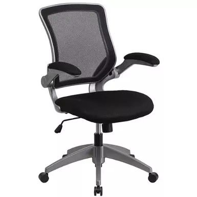 image of Mid-Back Mesh Task Chair with Flip-Up Arms - Black with sku:bb22100990-bestbuy