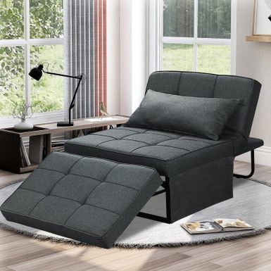image of Zenova 4-1 Adjustable Sofa Sleep Chair with Ottoman - dark grey with sku:b1bvoud1qvfhkrkabfdgfwstd8mu7mbs-overstock