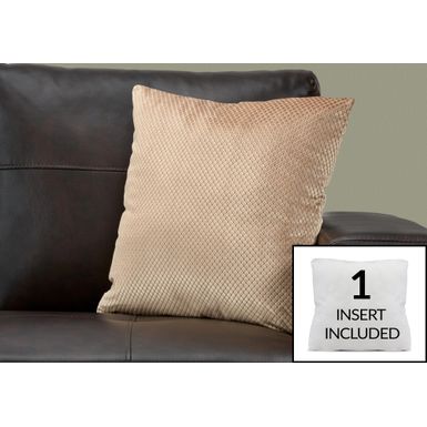 image of Pillows/ 18 X 18 Square/ Insert Included/ decorative Throw/ Accent/ Sofa/ Couch/ Bedroom/ Polyester/ Hypoallergenic/ Beige/ Modern with sku:i9310-monarch