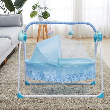 image of 0-18 Months 25kg Electric Crib Bassinet Baby Cradle - Blue - Deluxe Version with sku:jswwashl2sjor1nfbxvywastd8mu7mbs-oke-ovr