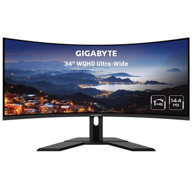 image of Gigabyte G34WQC A 34" 21:9 UltraWide QHD 144Hz Curved VA LCD Gaming Monitor, Built-In Speakers with sku:gi34wqcasa-adorama