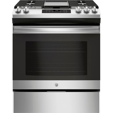 image of GE - 5.3 Cu. Ft. Slide-In Gas Range - Stainless Steel with sku:jgss66ss-abt