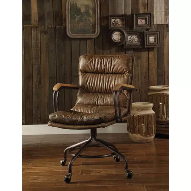 ACME Harith Office Chair, Vintage Whiskey Top Grain Leather