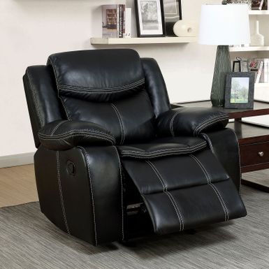 image of Leatherette Glider Recliner Chair - Black with sku:cfgukdkg3wtm_xuavtu3ggstd8mu7mbs-sim-ovr
