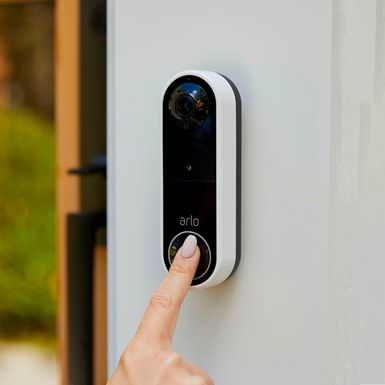 Alt View Zoom 11. Arlo - Essential Wi-Fi Smart Video Doorbell - Battery Operated or Wired with Google Assistant and Amazon Alexa - Black