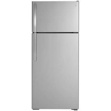 image of GE Stainless Steel 17.5 Cu. Ft. Top Freezer Refrigerator with sku:gts18gsnrss-electronicexpress