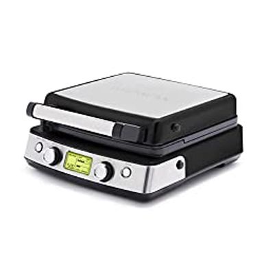 image of GreenPan Elite 4-Square Belgian Waffle Iron, Healthy Ceramic Nonstick Plates, Easy One-Touch Presets, Black with sku:cc007378001-electronicexpress