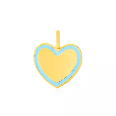image of 14k Yellow Gold and Blue Enamel Heart Pendant with sku:d41677905-rcj