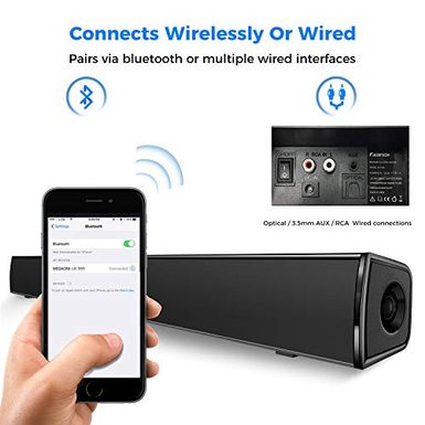 FULOXTECH TV Sound Bar, Upgraded Soundbar for TV 36.5-Inch 40W 2.0 Channel Wireless & Wired Bluetooth Sound Bars Home Theater Surround...
