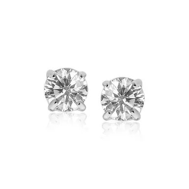 14k White Gold 8.0mm Round CZ Stud Earrings