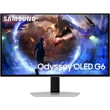 Samsung - 27" Odyssey OLED G6 (G60SD) QHD 360Hz 0.03ms FreeSync Premium Pro Gaming Monitor with HDR - Silver